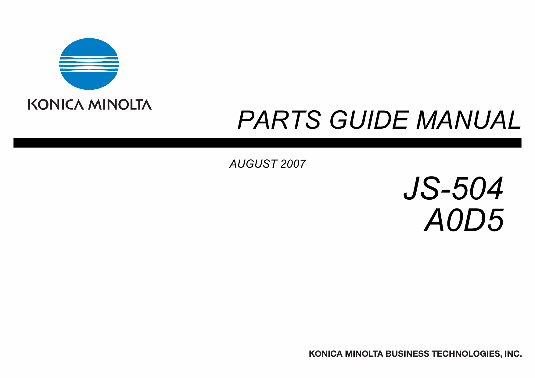 Konica-Minolta Options JS-504 A0D5 Parts Manual-1